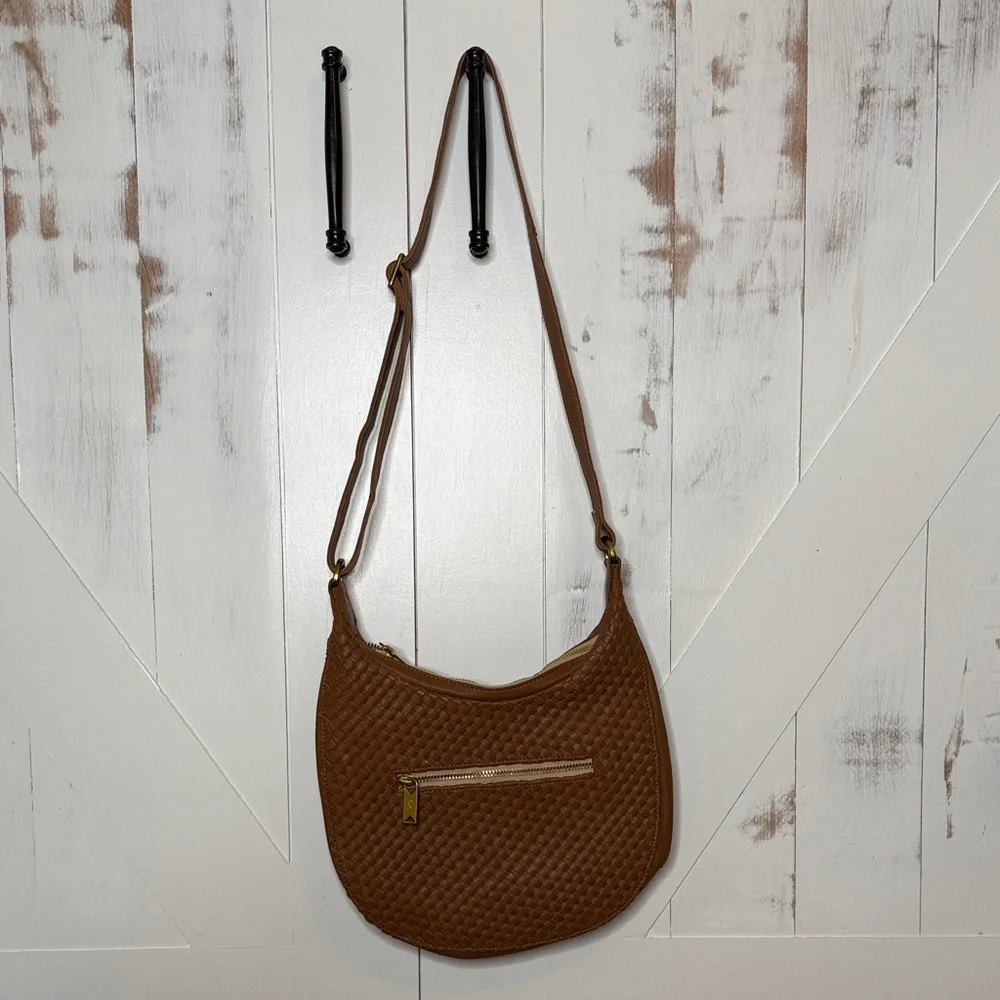 Sseko Tan Woven Leather Shoulder Bag